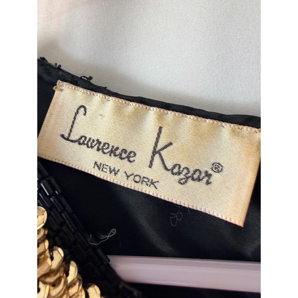 Laurence Kazar Beaded Silk Blouse Vintage 90s Gold Sequin Top Size S - Picture 3 of 4